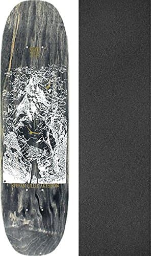 Moonshine Skateboards Stefan Lillis kesson Mountain Black Stain Skateboard Deck - Art by Chris Allision - 7.3" x 28.5" with Jessup Griptape - Bundle of 2 items