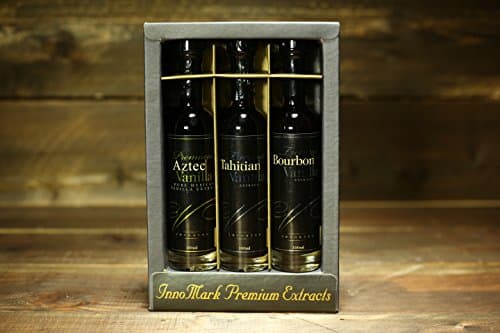 Premium Vanilla Extracts Giftbox; Pure Tahitian Vanilla, Pure Bourbon Vanilla, Pure Mexican Vanilla