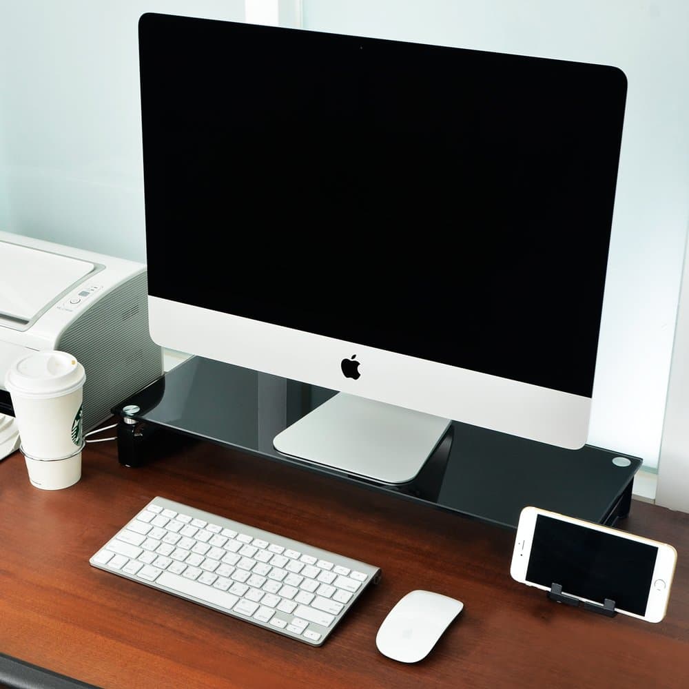 21-Inch Multi Media Desktop Stand With 3-Port USB HUB and 2-Port Socket Clear Computer Monitor Riser 7.8'' High 3.1'' Save Space for Xbox One/component/flat Screen TV (UsbStand-Black)