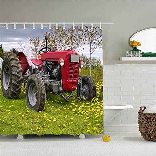 Countryside Shower Cutains-Water,Soap,and Mildew resistant-Machine Washable-12 Shower Hooks are Included-66" x 72"