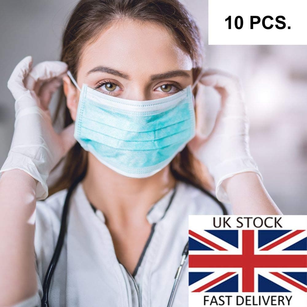 10 X SURGICAL FACE MASK EAR LOOPS – MEDICAL 3 PLY MASKS Only Genuine if Sold by AA Electrics 10pcs