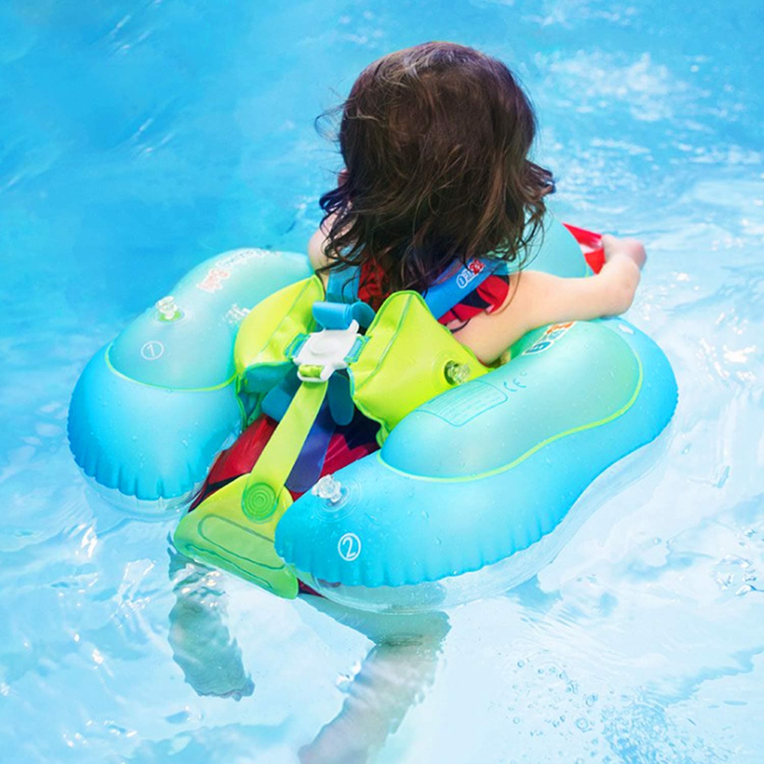Baby Pool Float Upgrade Inflatable Baby Swimming Float Ring Baby Float for Pool with Safety Seat Adjustable Strap Swim Trainer for Age of 3 Months-6 Years 10-48 lbs Learning Swim Pool Toys (L)