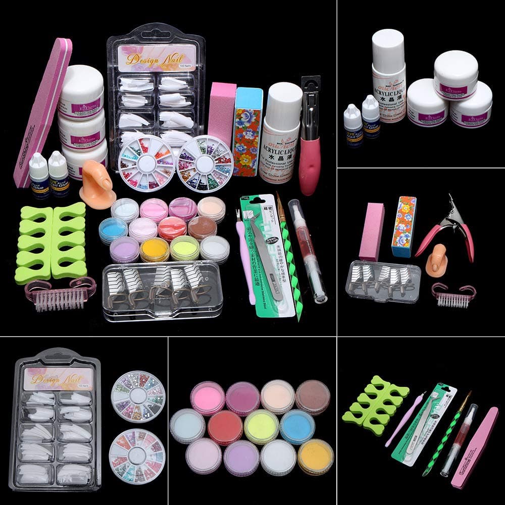jinshiband Nail Art Set Acrylic Nail Powder Glitter Nail Art Decoration Acrylic Nail Kit Set Professional Nail Gel Nail Art Kit Glue Nail Tools Supplies