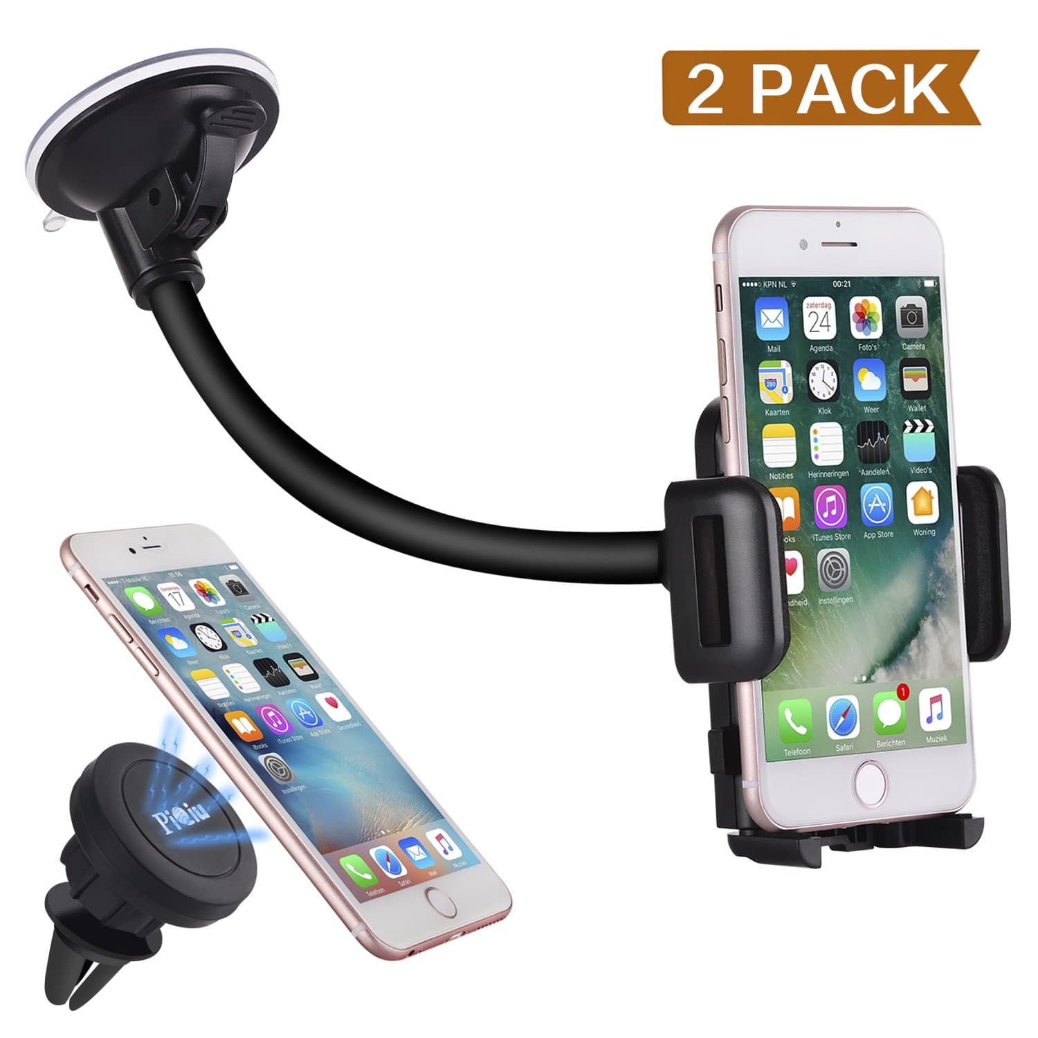 Car Mount. Piqiu 2 Pack Magnetic Air Vent Car Phone Holder Cradle and Dashboard/Windshield Universal Phone Kickstand for iPhone 7 7 Plus/ 6s Plus/6s/6Samsung Lg Sony and Smartphone Cell Phone