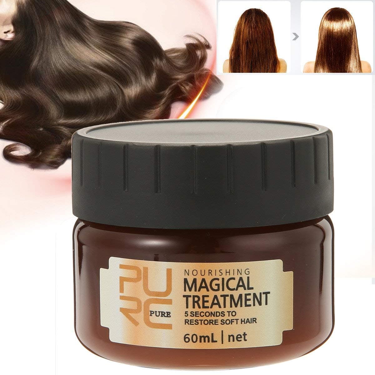 Magical Hair Treatment Mask - LIBAO Advanced Molecular Hair Roots Treatment Professional Hair Conditioner, 5 Seconds to Restore Soft Hair, Deep Conditioner Suitable for Dry & Damaged Hair(60ml)