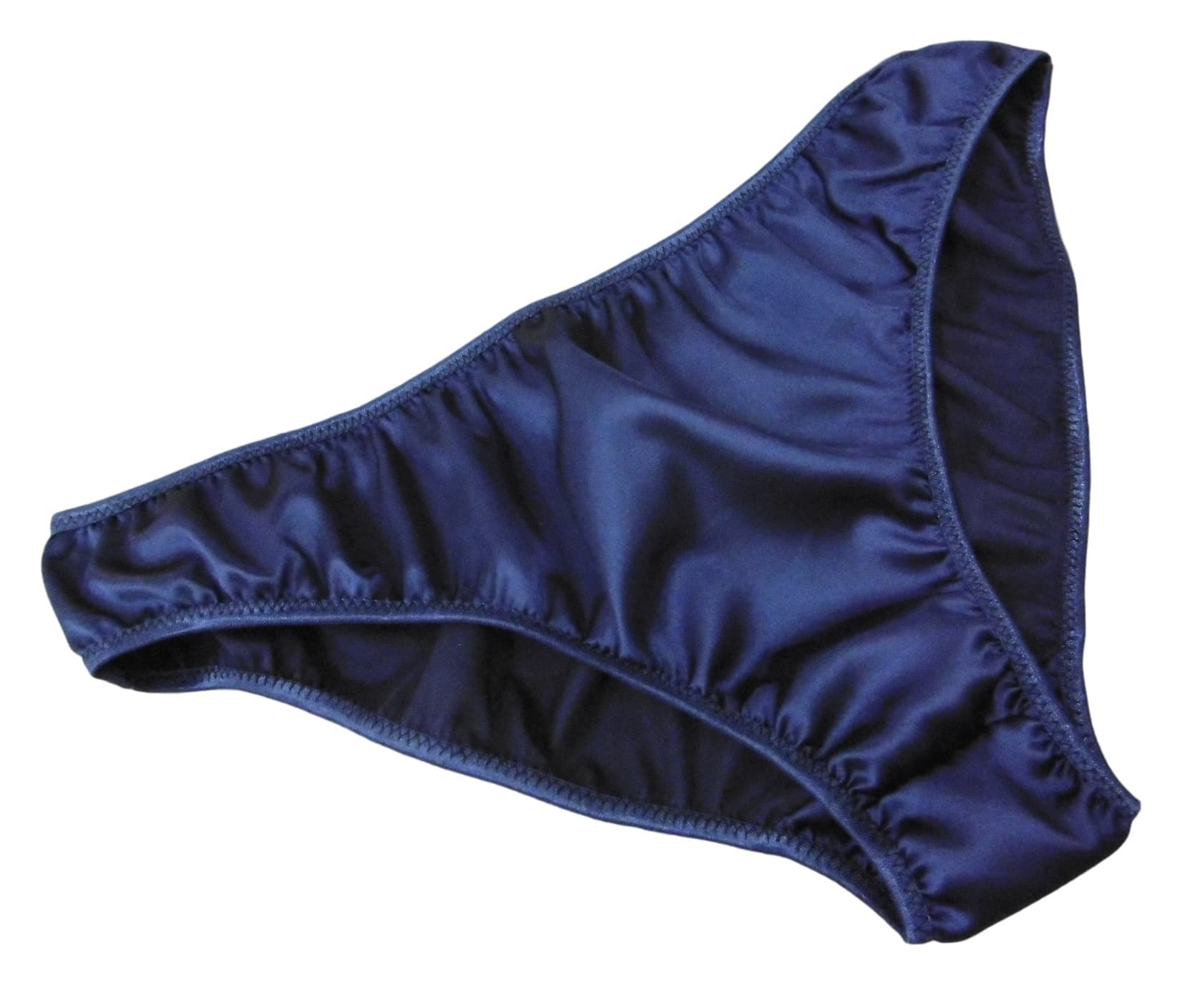 Navy Blue Shimmering Satin Plain and Simple Bikini Briefs Panties Knickers
