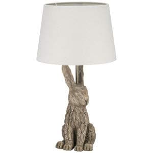 Driftwood Effect Rabbit Lamp - Neutral Beautiful Bedside & Desk Table Lamp Height: 66Cm, Width: 35.5Cm