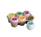 Set of 6 Assorted Egg Shell Shaped Candles, in Egg Carton, Multi Colors