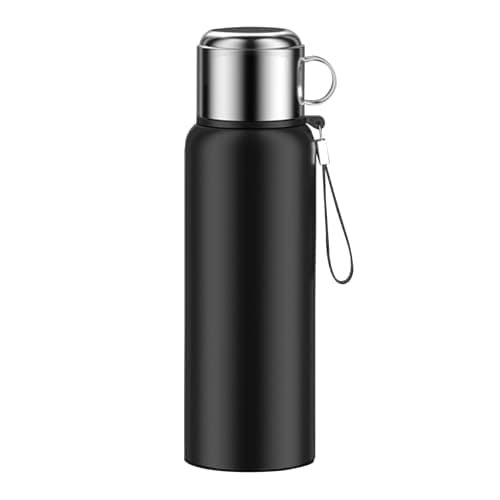 jyibinee Insulation Cup, 600/800/1000/1200/1500MLStainless Steel Vacuum Flask with Temperature Display Portable Hot And Cold Water Bottle Silver 1000ML