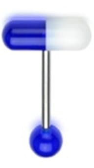 14g Surgical Steel Tongue Ring Barbell Body Jewelry Piercing with Blue Uv Pill Shaped Design Top 14 Gauge 5/8" Nemesis Body Jewelry