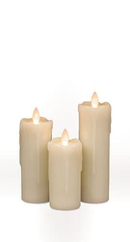 NII 3 Pack Mirage Mini Melted Pillars w/ Timer, Cream (CM11754CR)