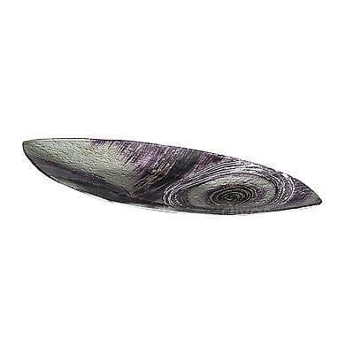Diyas Home Elvira Glass Art Large Oval Boat Platter Silver/Black/Purple