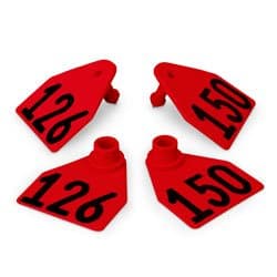 Allflex Global Medium Double Female Numbered Tags (with Studs) - Red Numbers 126-150 - C23293(F)N