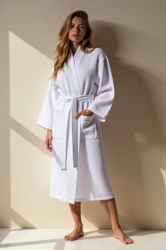 Lightweight Long Waffle Kimono Unisex Spa Robes For Women And Men
