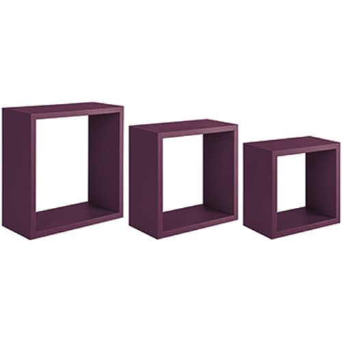SANITEC Nightmare Wall Shelves, Wood, Aubergine Purple, 15.5 x 35 x 35 cm