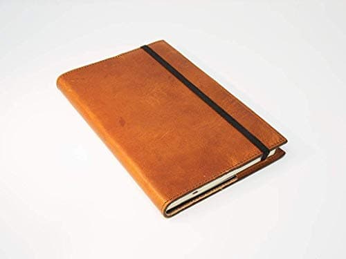 Leather Journal made of Horween Dublin leather Natural Color with Brown Stitching Moleskine Classic Journal Included