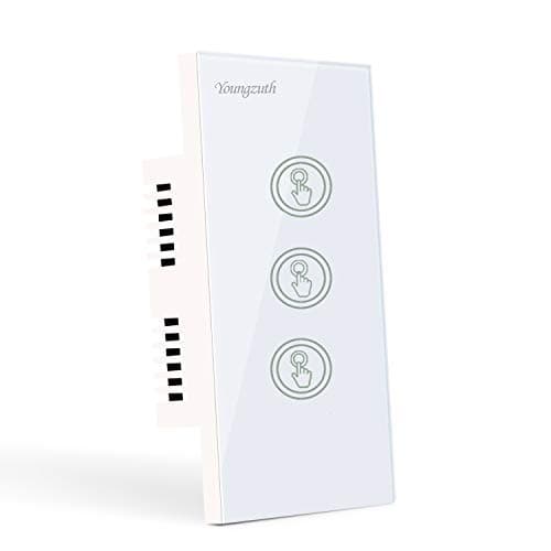 Smart Wifi Light Switches Touch Wall Switch Panel Replace 3 Switches in 1 Gang Wall Box Combination Smart Light Switch Work with Alexa and Work with Google Home and IFTTT Smartphone App Control