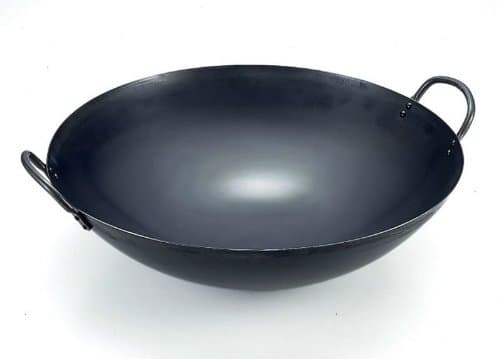 Summit Kogyo Japanese Iron Wok, Double Handle, Black, 14.17"