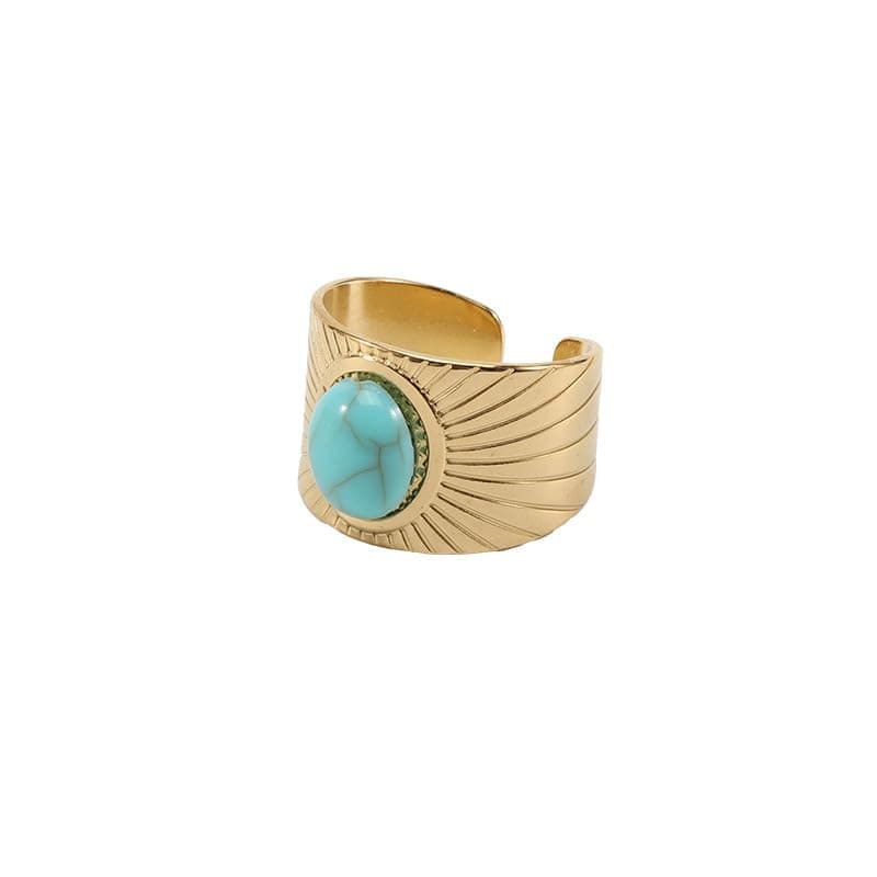 Turquoise Ring, Vintage Sun Ring for Women, Adjustable Gold Turquoise Ring for Western Jewlery, Boho Turquoise Jewelry for Men