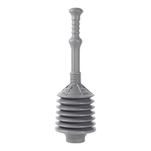 VETTA Professional Bellows Accordion Toilet Plunger, High Pressure Thrust Plunge Removes Heavy Duty Clogs from Clogged Bathroom Toilets, All Purpose Commercial Power Plungers for Any Bathrooms, Grey
