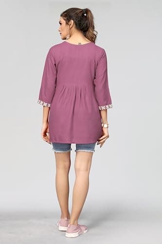 Bee M Pee Designer Short Kurti Tops for Jeans for Women I Chikankari Rayon Cotton Long Kurta Kurti for Women I Stylish wear Kurti top for Girls