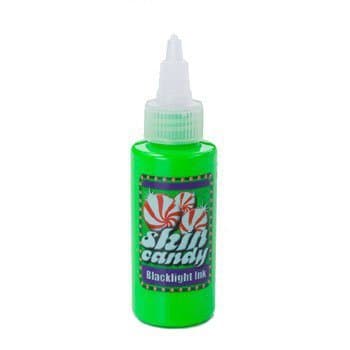 Skin Candy tattoo ink, blacklight green,1oz