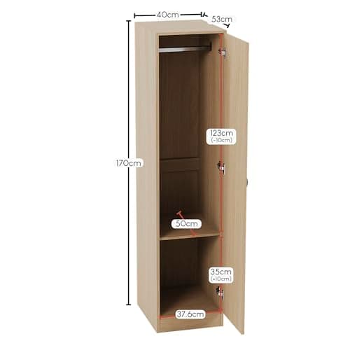 Vida Designs Riano Wardrobe, With Shelf & Hanging Rail Bedroom Storage Furniture (Pine, 1 Door)