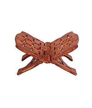 Wooden Religious Item Hand Carved Holy Book Stand (10 Inch, Brown)