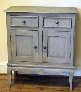 Bordeaux Antique Grey Solid Mango Shabby Chic Vintage Slim Sideboard Cupboard Hall Cabinet Living Dining Room Furniture