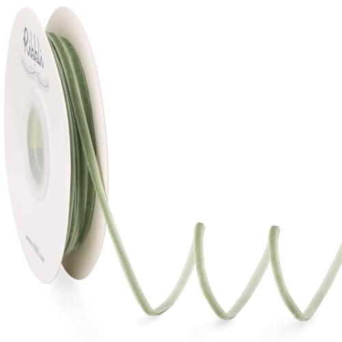 Ribbli Sage Green Velvet Ribbon 1/8 Inches Continuous 25 Yard Spool Sage Green Christmas Ribbon for Gift Wrapping Crafts Home Decor
