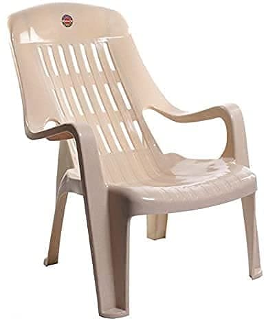 SkyGlamour Cello Comfort Relax Plastic Chair For Home | Garden | Living Room | Balcony | Indoor And Outdoor Use (Color: Beige; Qnt:01 Pc.)