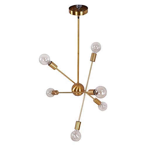 OYIPRO Sputnik Chandelier, 6 Lights Chandelier Pendant Lighting Mid Century Modern Industrial Starburst Style Ceiling Lamp Light Fixture for Flat and