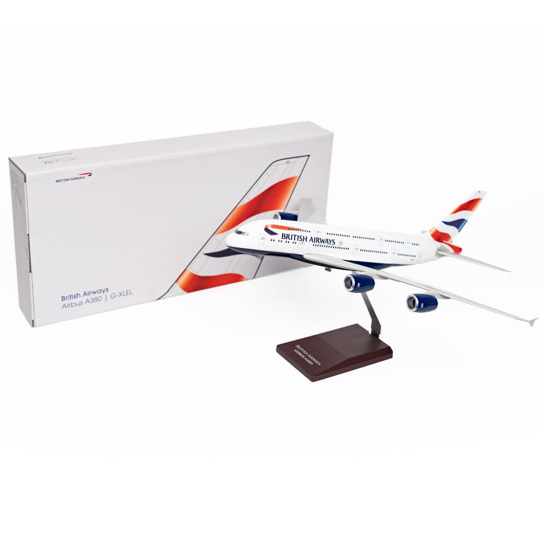 British Airways Model Plane Airbus A380-800 with G-XLEL registration in 1/200 scale, 37 cm long plastic model plane