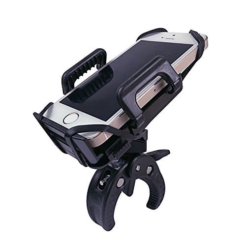 GMpart Bike Phone Mount Bicycle Holder, Universal Cradle Clamp for iOS Android Smartphone GPS other Devices, with One-button Released, 360 Degrees Rotatable, Rubber Strap (black)