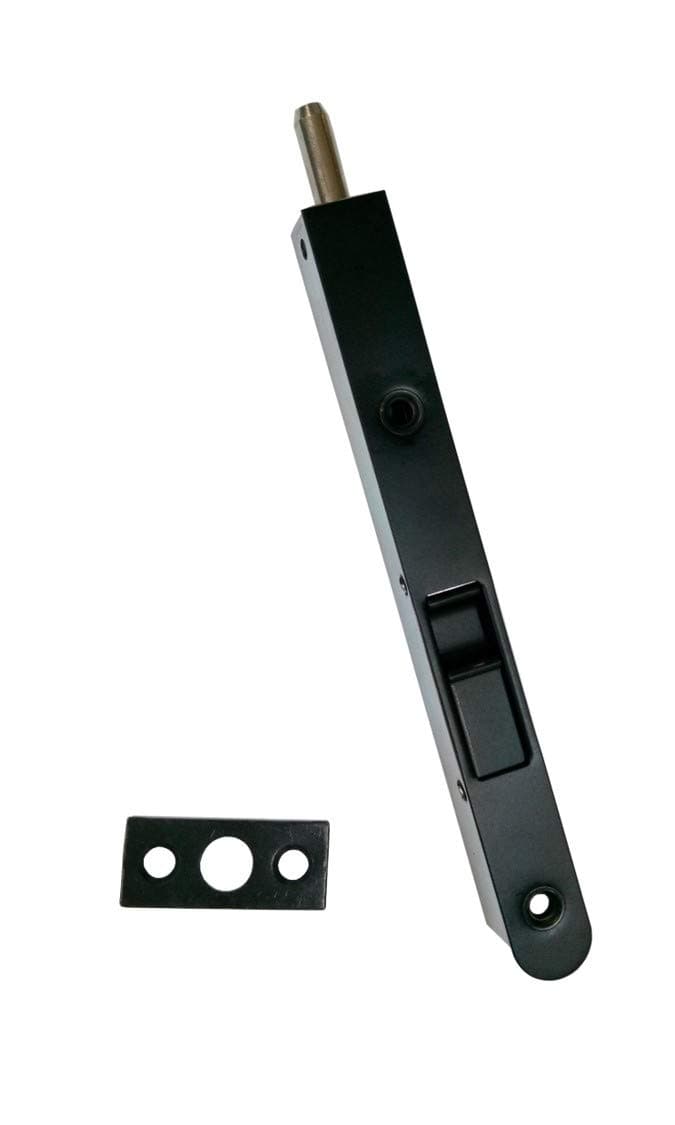 QCAA Solid Brass Flush Bolt, 7", Matte Black, 1 Pack