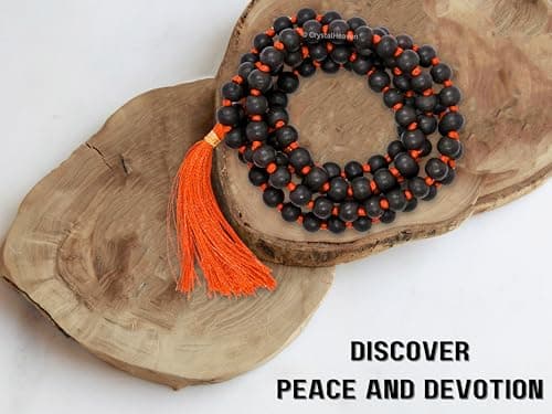 Karungali Malai Original - Black Ebony Wood Mala - Original and Natural Karukali Malai For Men Women Pooja Supplies (108 Mala for Jaap)
