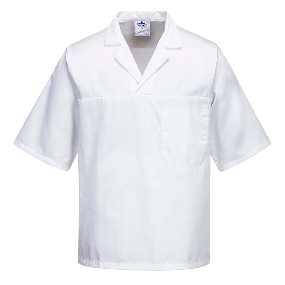 Unisex Bakers Shirt, White, M / Med / Medium, Chest Size: 40-42 inch / 102-107 cm, Bakers Uniform, White Hides Flour & Reflects Heat Away from the Body, A102-M