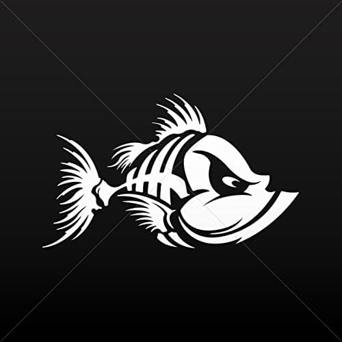 Decal Sticker Skeleton Fishbone Power Fishing Tablet Laptops Weatherpr White (5 X 3 In)