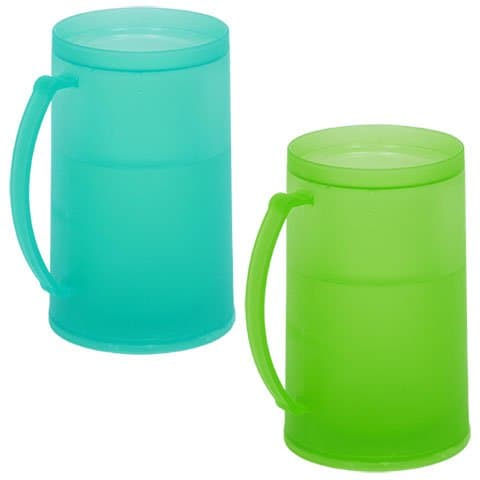 Double-Wall Green and Teal Freezable Plastic Mug