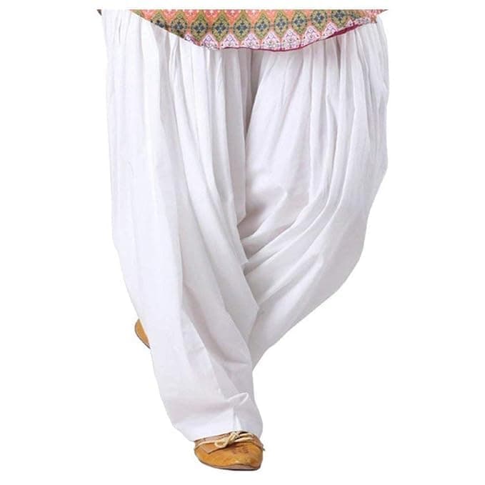 Woman's Plain Cotton Salwar Free Size || Plain Patiala || SEMI Patiala Pants || Solid Cotton (White B)