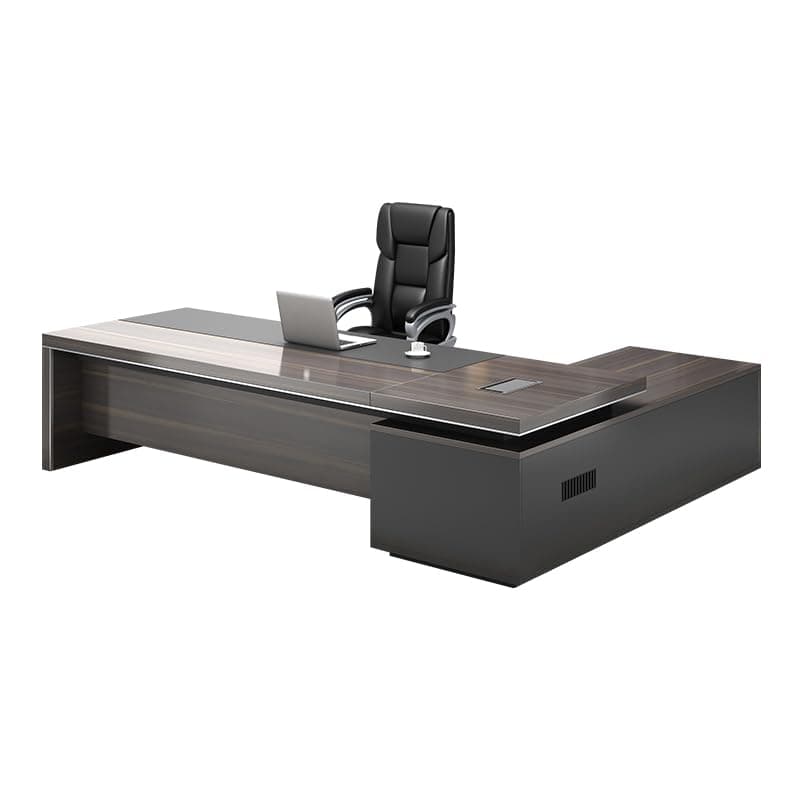 LITFAD Modern Office Computer Desk with Side Storage, CPU Stand and Cord Management, L-Shape Writing Desk Boss Table Home Office Furniture Without Chairs, 118" L x 63" W x 29.5" H