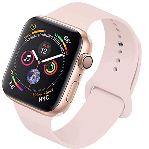 Mairix Compatible iWatch 40mm 38mm Band, Soft Silicone Sport Wrist Strap Replacement for Apple Watch Series 5/4 40mm Series 3/2/1 38mm Nike+ Edition, 38mm/40mm S/M - Pink Sand
