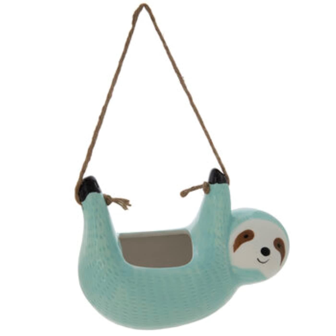Hobby Lobby Ceramic Blue Sloth Hanging Flower Pot for Home Decor