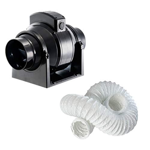 Manrose MF100T in-Line Mixed Flow Extractor Fan 100mm / 4 inch (Timer Model) + 3m Flexible Ducting