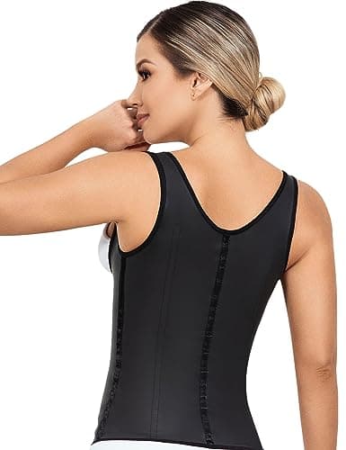 LadySlim by NuvoFit Fajas Colombiana Full Latex Chaleco Vest Waist Cincher Trainer Trimmer Girdle Workout Corset Body Shaper, Black, Small