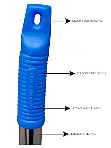 Chand Suraj Stella Natural Grass Broom Stick for Home Cleaning with Stainless Steel Handle (Pack of 25, Hard Floor)