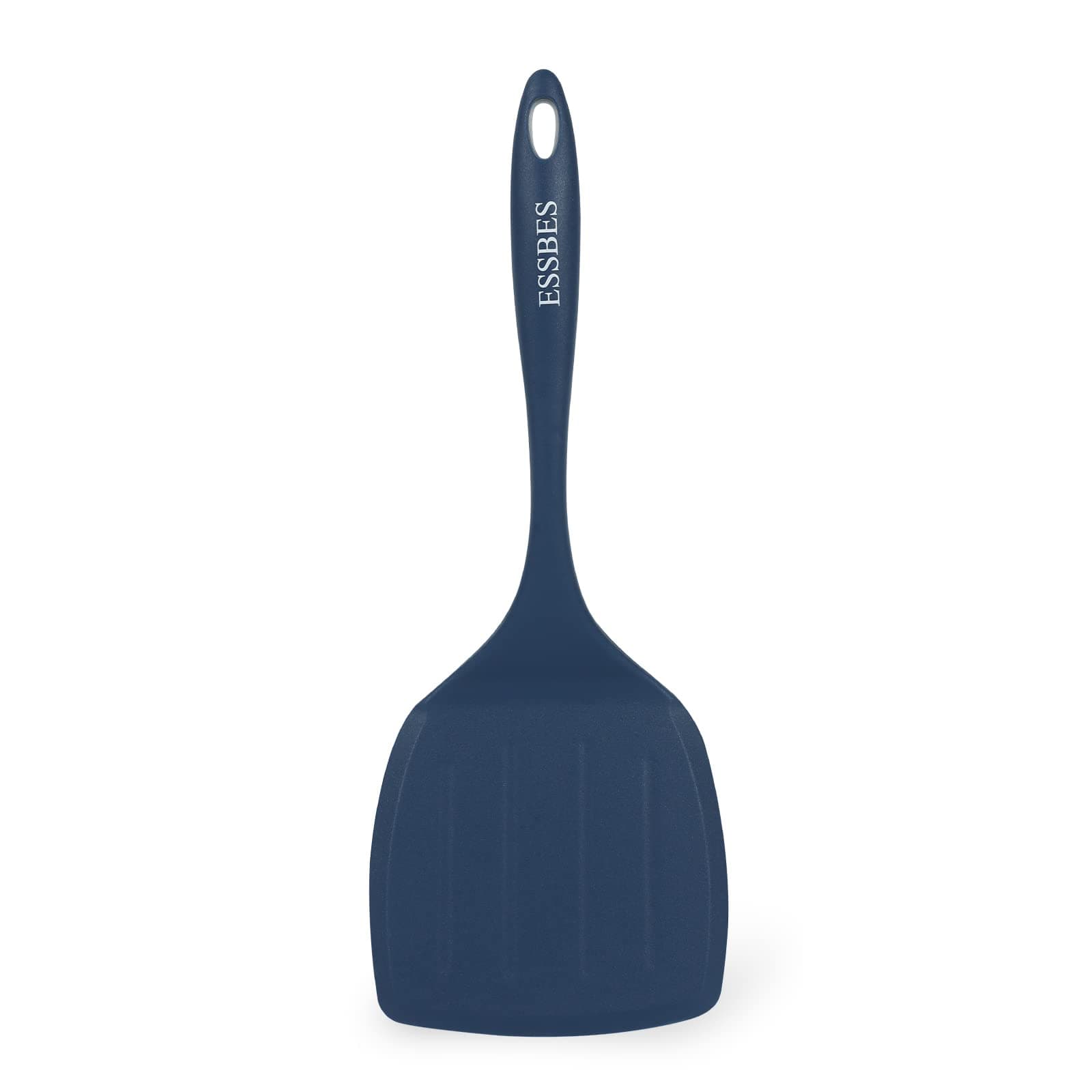Extra Large Silicone Turner - 600F Heat Resistant Nonstick Flexible Kitchen Spatula, BPA Free Dishwasher Safe Utensils, Nonslip Grips One Piece Cookware Suitable for Cooking Baking (Blue)