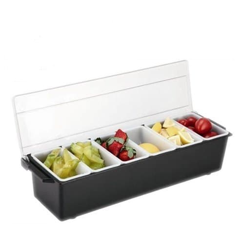 Perfect PourBlack Classic 6 Pint Compartment Condiment Holder Caddy with Lid