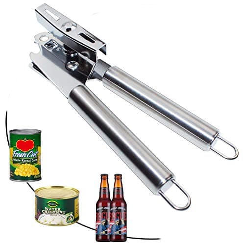JIOPHSON Premium Can Opener Manual Smooth Edge and Heavy Duty, Build in Stainless Steel Bottle Opener and Lid Lifter, Dishwasher Safe, Comfortable Ergonomic Handle Opener