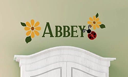 Ladybug and Sunflower - Personalized Vinyl Wall Decal, Sticker - Expression Avenue